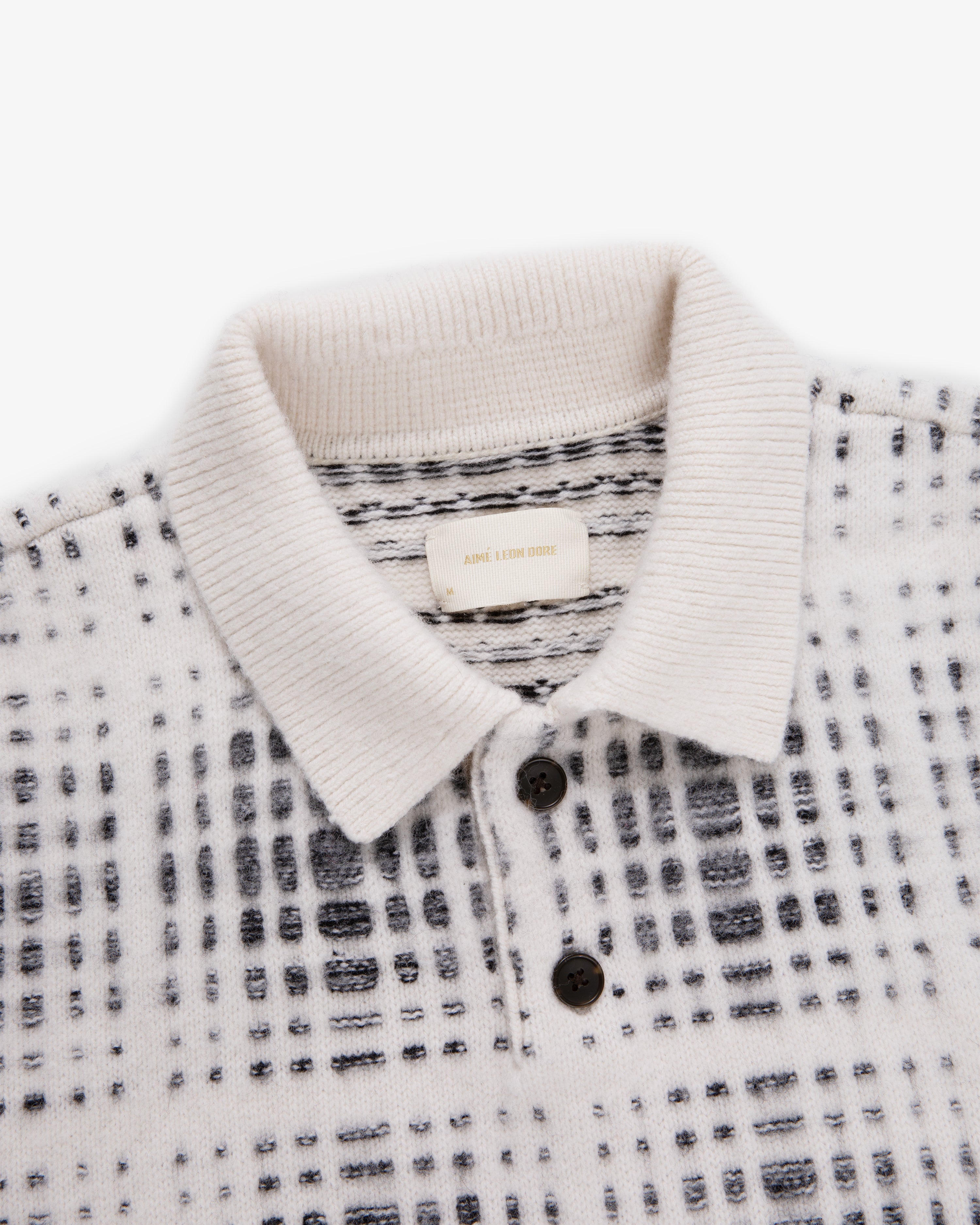 Long-Sleeve Shadow Plaid Polo