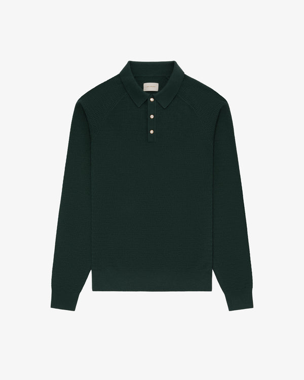 Long-Sleeve Pearl Button Polo