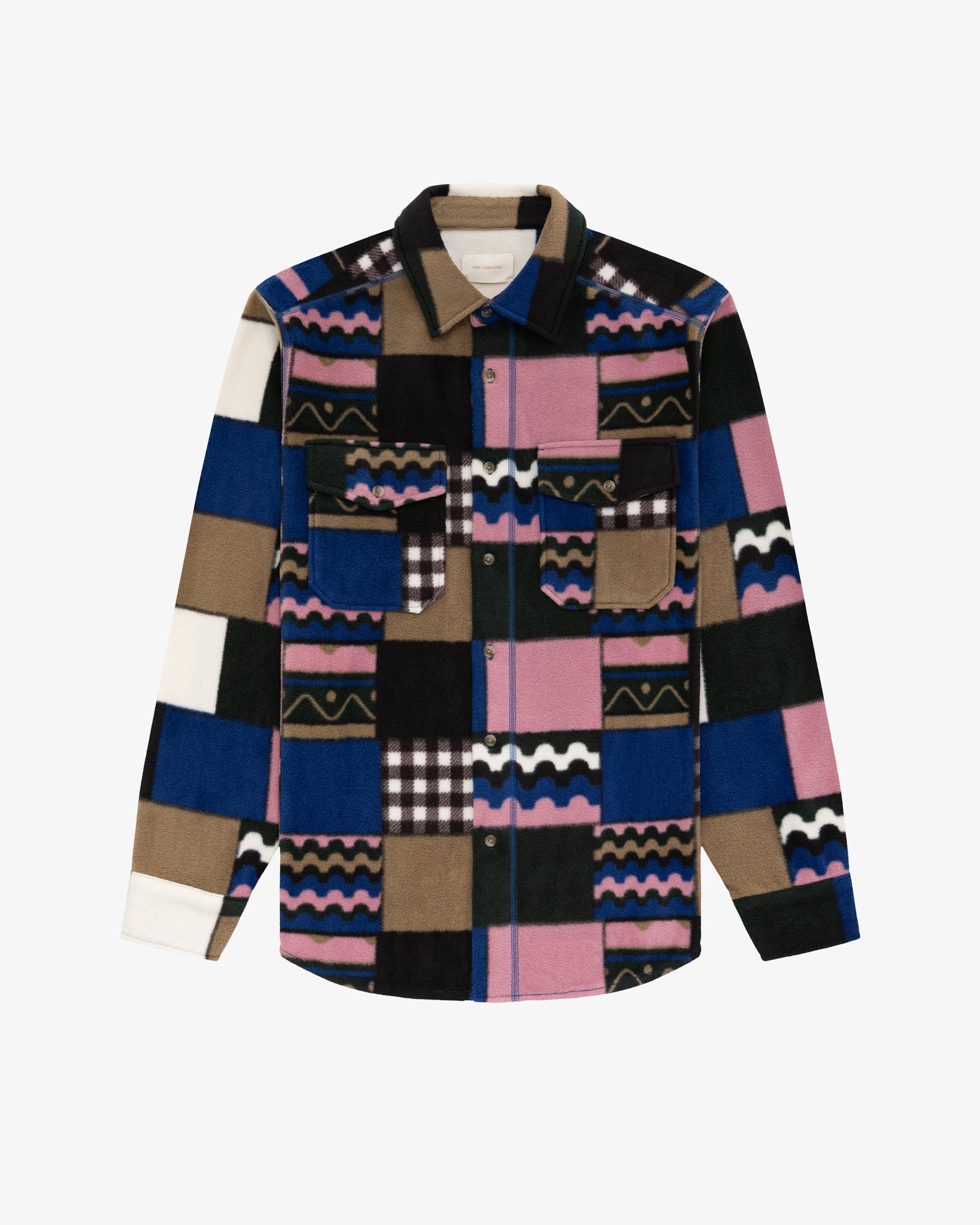 Printed Patchwork Fleece Shirt