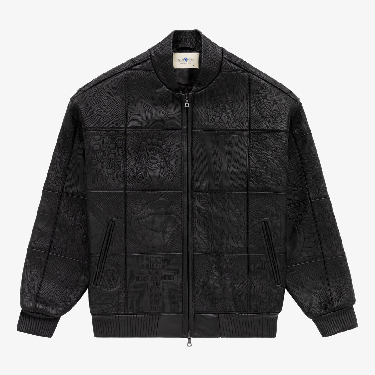 Embroidered Leather Bomber at AimeLeonDore.com
