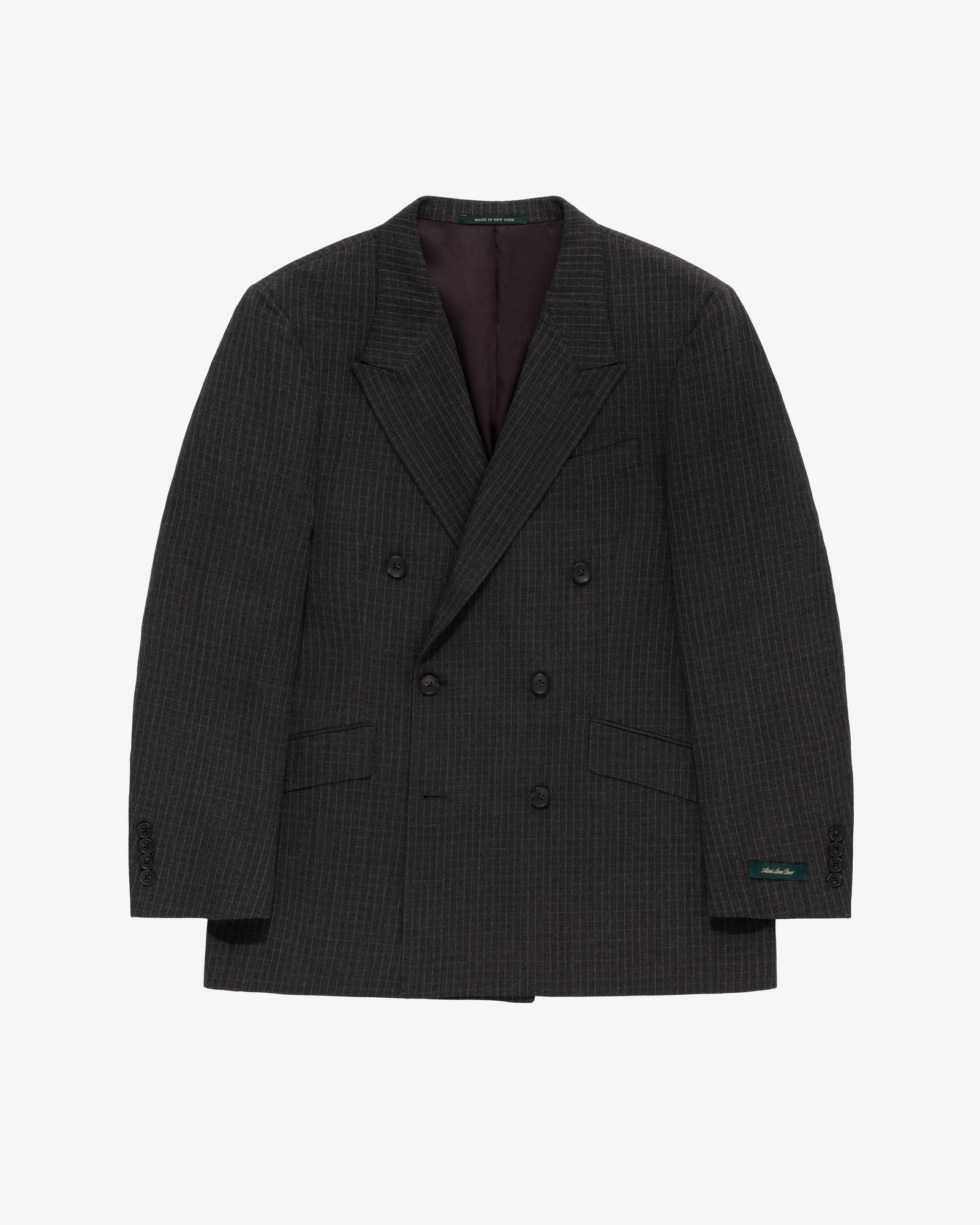 Double-Breasted Ripstop Wool Suit Jacket