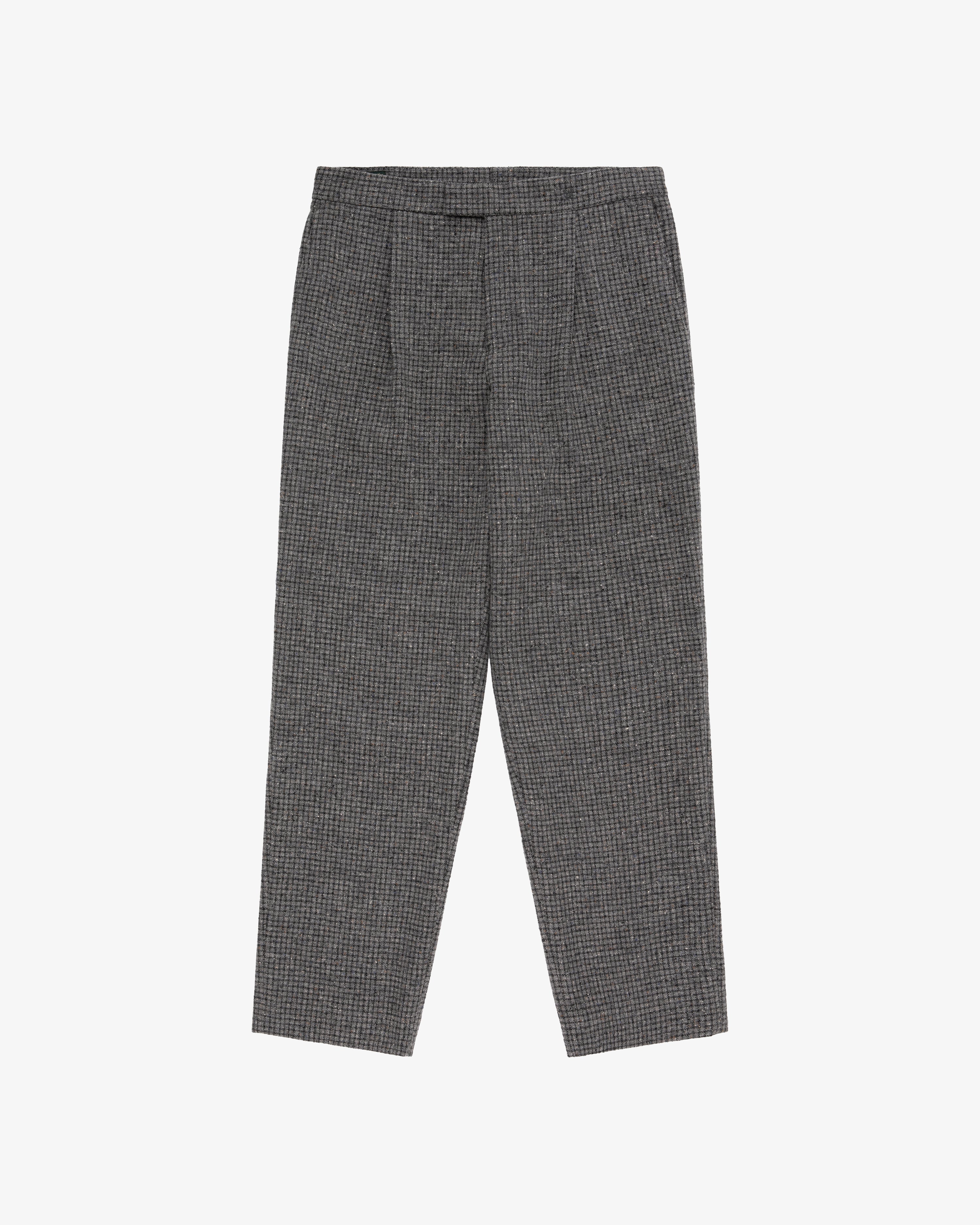 Single Pleated Check Wool Trouser