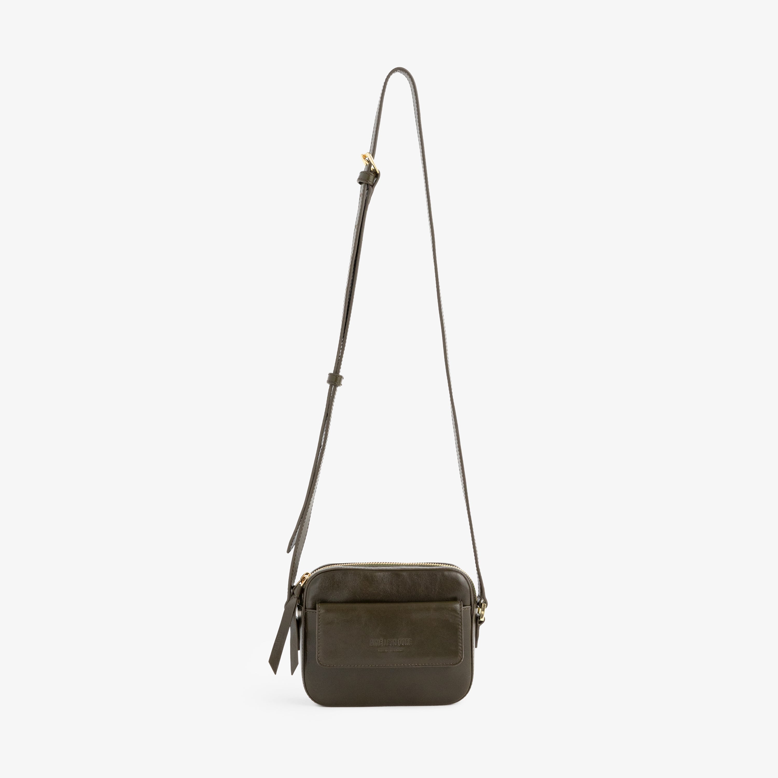 Debossed Logo Leather Shoulder Bag