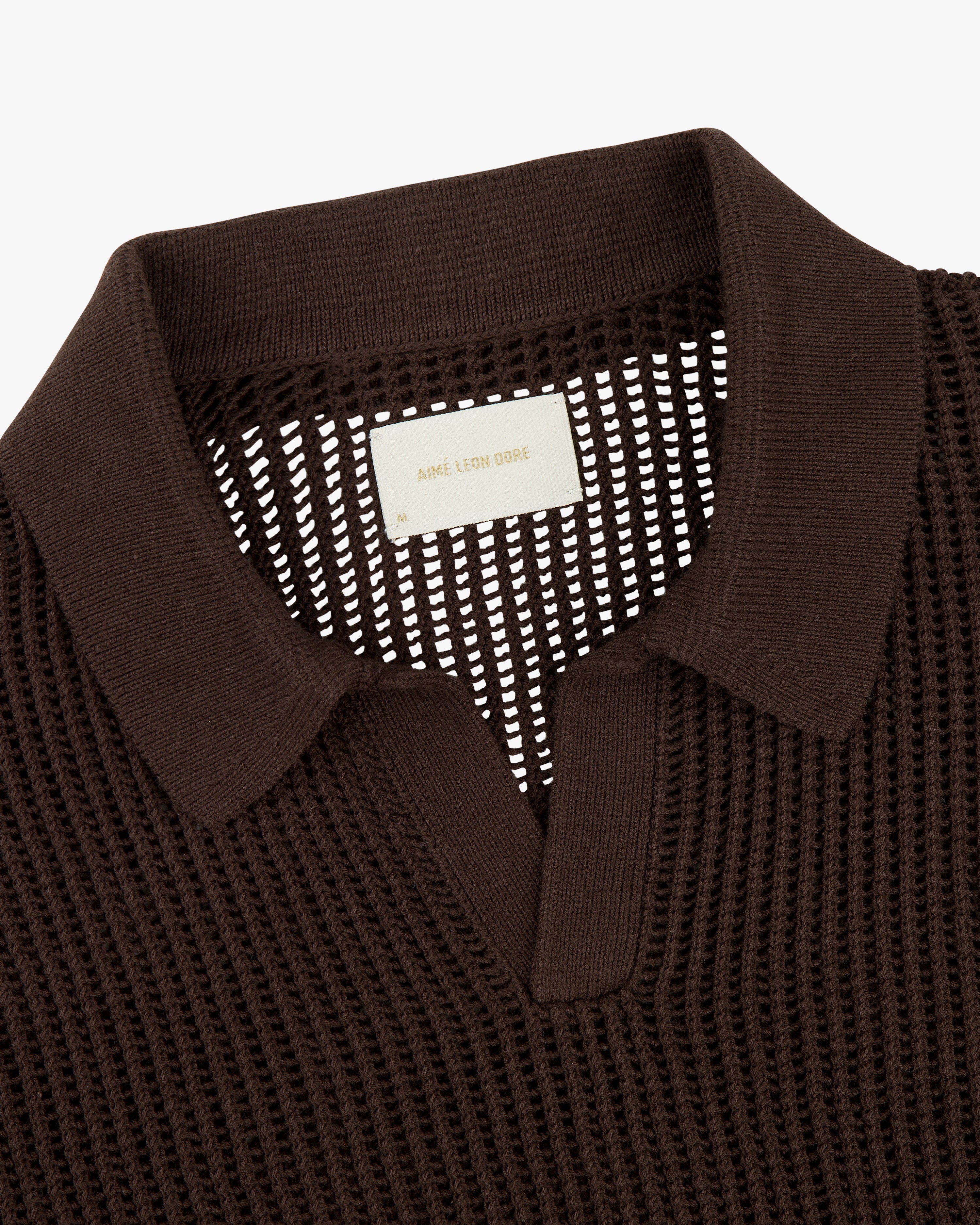 Long-Sleeve Mesh Knit Polo