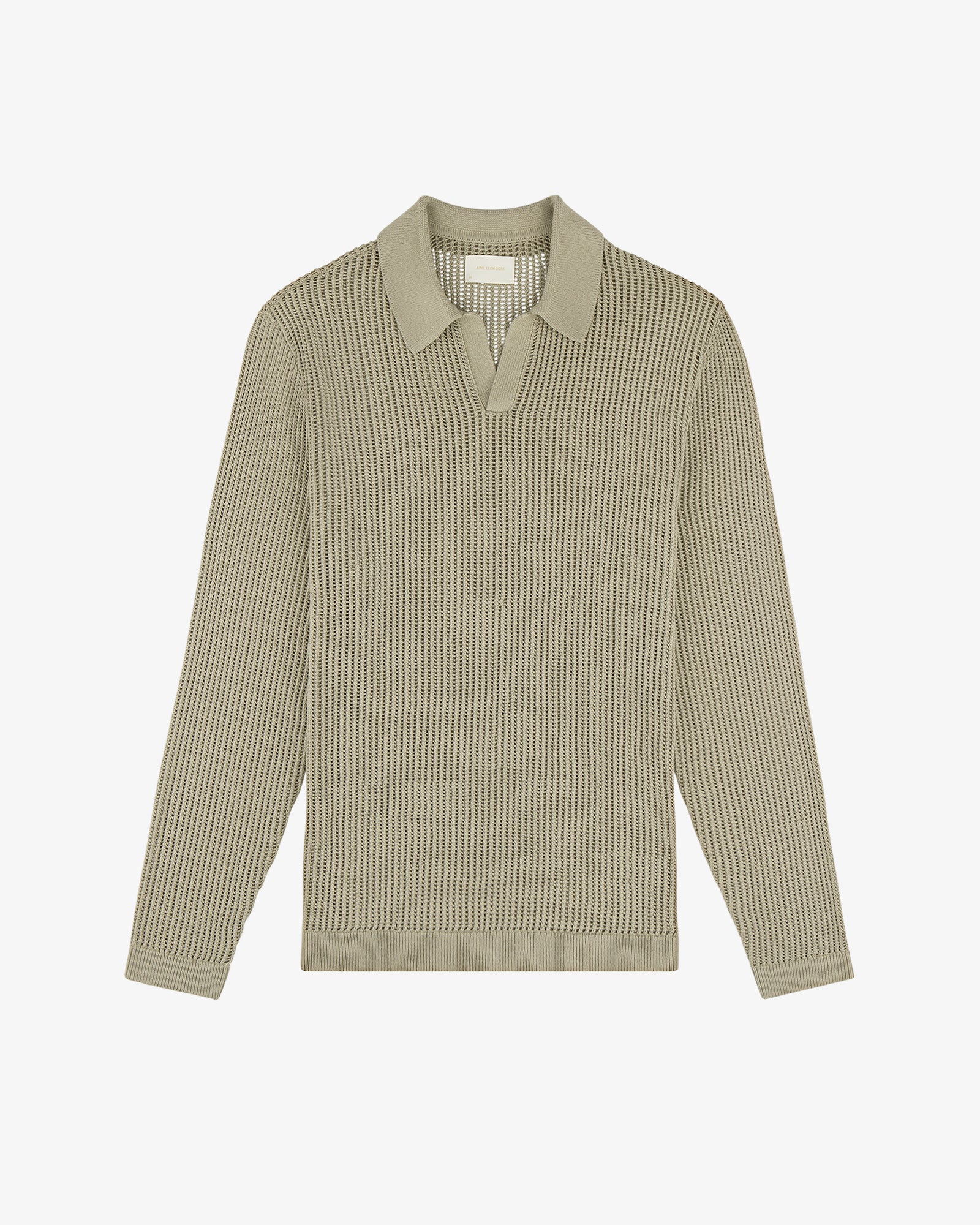 Long-Sleeve Mesh Knit Polo
