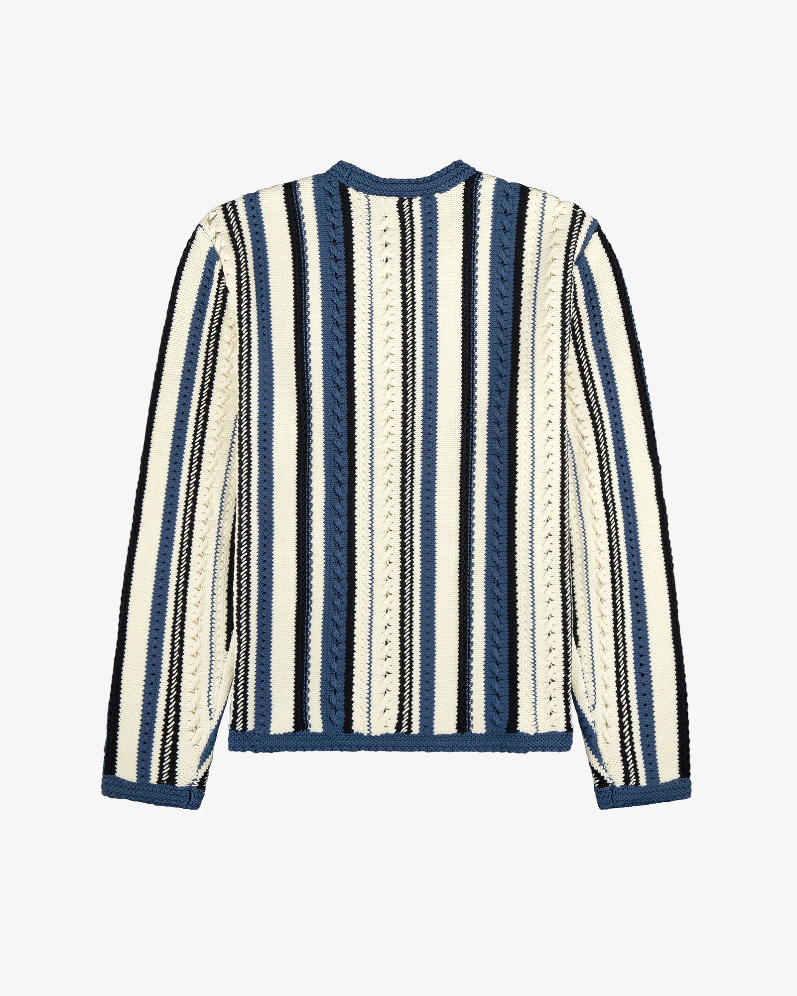 Striped Eyelet Crewneck Sweater