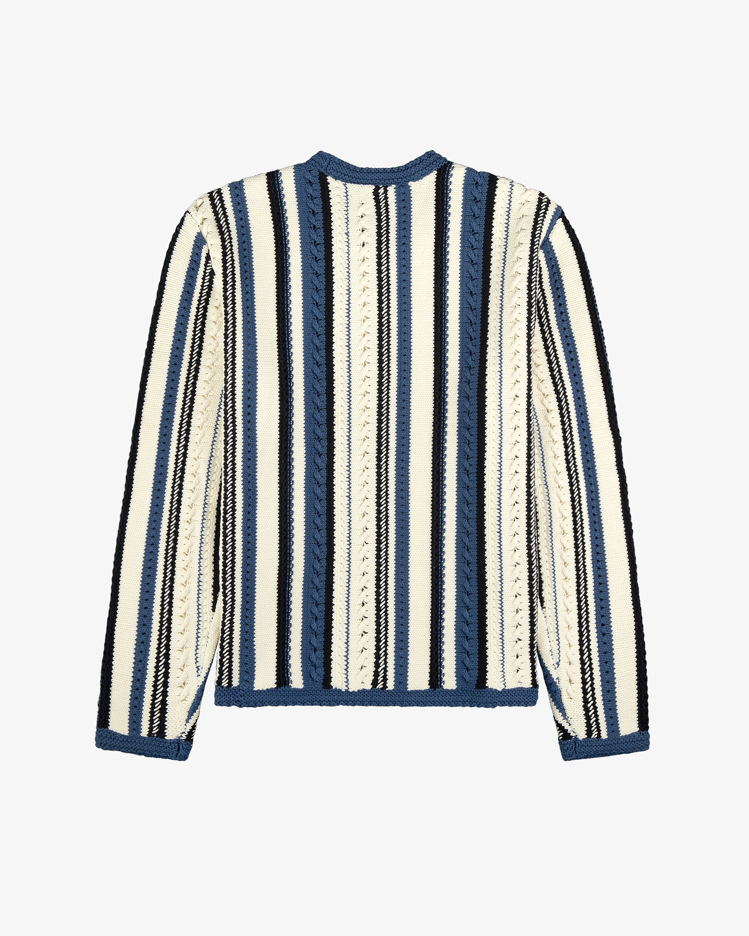 Striped Eyelet Crewneck Sweater